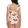 thumbnail image 6 of Yiaed Forest Squirrel Nuts Print Women's Ruffled One Piece Swimsuit V Neck Swimwear Slimming Monokini for Woman-XX-Large, 6 of 8