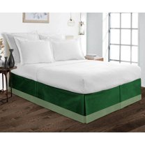 D.N.G. BEDDINGS 1 Piece Split Corner Two Tone Tailored Bed Skirt, Queen Size 12 Inch Deep Pocket, 800 Thread Count, 100% Egyptian Cotton, Solid Green/Moss Color.