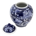 thumbnail image 3 of Dark Blue Ceramic Chinoiserie Ginger Jar 10", 3 of 5