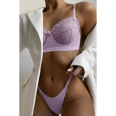 DondPO Lingerie for Women Lingerie Set Set Women Bra Lingerie Belt Sexy Nightwear Lace Push Underwear Garter Up Women s Lingerie Sleep & Lounge Sexy Pajama Sexy Lingerie Purple M