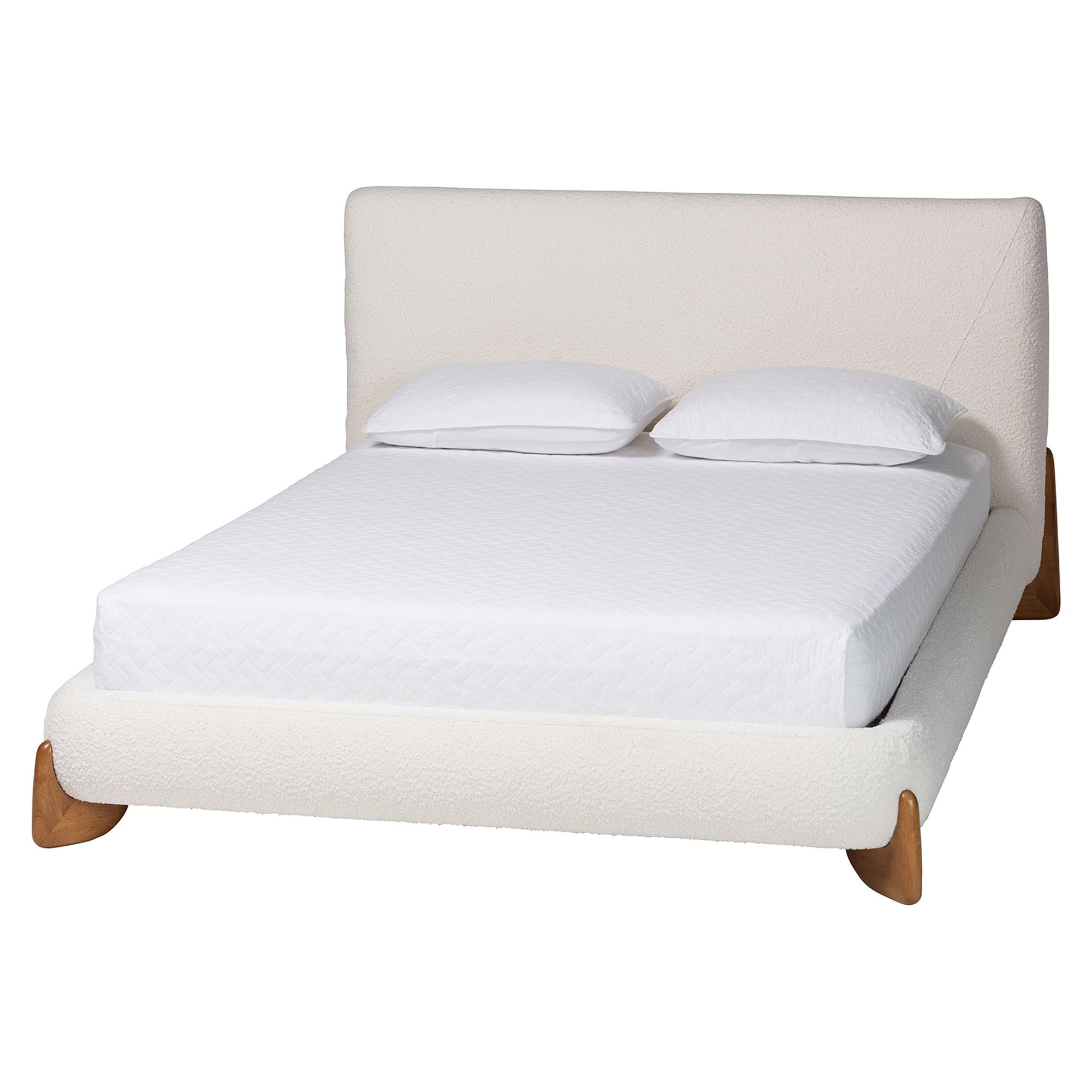 Baxton Studio Vinicio Mid-Century Bedroom Set, King, Cream