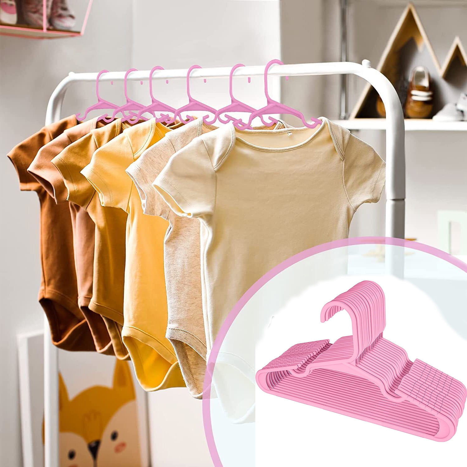 Malikesy 10pcs Baby Hangers for Clothes, Ultra Thin Baby Hangers Newborn,  Multicolored Toddler Clothes Hangers, Nursery Hangers for Baby