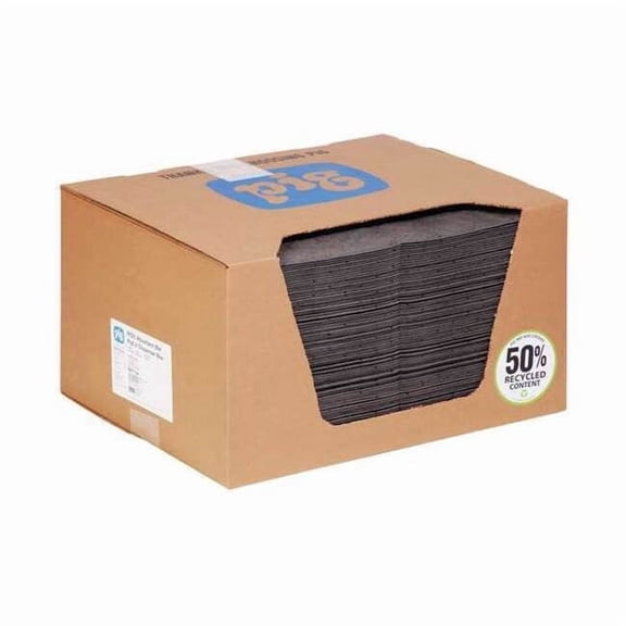 Pig Sorbent Pad, 17 gal, 15 in x 20 in, Universal, Gray, Polypropylene MAT154