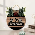 thumbnail image 2 of Eveokoki 11" Rustic Sign Humming Bird Welcome Sign Door Decor Wooden Front Door Hanger Wall Art Door Hanging Fall Winter Farmhouse Indoor Outdoor Home Porch Yard Decor, 2 of 5