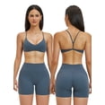 thumbnail image 5 of IBTOM CASTLE Two Piece Workout Sets for Women Y Back Sports Jogger Outfits Bra High Waist Biker Shorts Matching Gym Sets Yoga Pilates Outfits S Gray-blue, 5 of 7