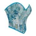 thumbnail image 4 of Corset Tops for Women Elegant Overbust Corset Top Vintage Floral Print Lace Up Bustier Hook and Eye Closure Tummy Control Corset Plus Size Blue XL, 4 of 6
