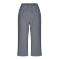 thumbnail image 5 of Timegard Capri Pants for Women Cotton Linen Elastic Waisted Drawstring Casual Loose Crop Pants with Pockets, 5 of 6