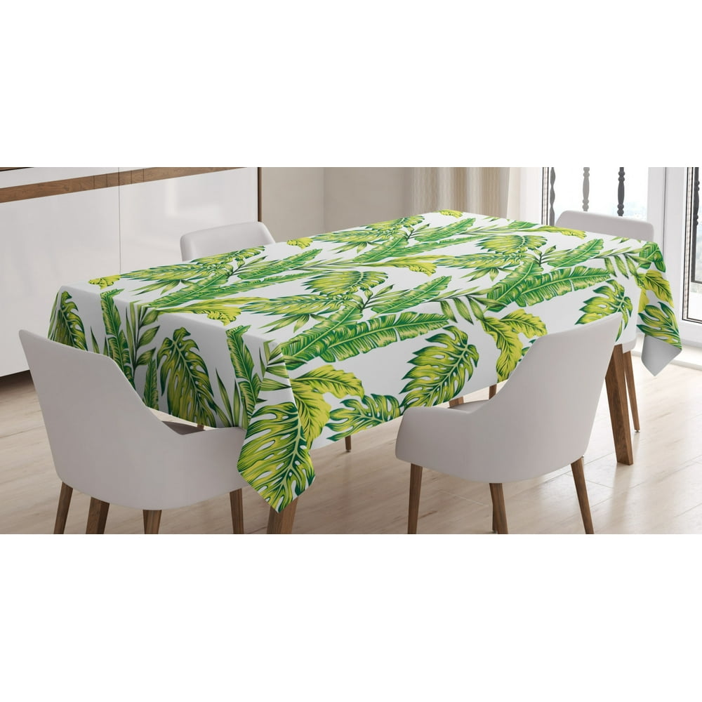 Jungle Tablecloth, Bamboo Palm Plants Jungle Colored Exotic Leaf ...