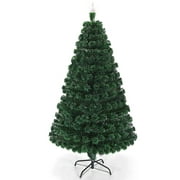 Gymax 6Ft Pre-lit Optical Fiber Christmas Tree w/ Colorful LED Lights Stand