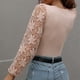 thumbnail image 3 of Otoño Invierno Suéter Ahueca Hacia Fuera Manga Larga Cuello Redondo Jersey Elástico Camisa De Punto Para Mujer Albaricoque S, 3 of 7