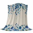 thumbnail image 6 of Spring Blue Floral Blanket Soft Cozy Warm Throw Blanket for Couch, Plush Fuzzy Flannel Fleece Blankets for Sofa, Farmhouse Weeping Floral Leaves Burlap Bed Blankets Lightweight Gifts for Men, 50"x60", 6 of 9