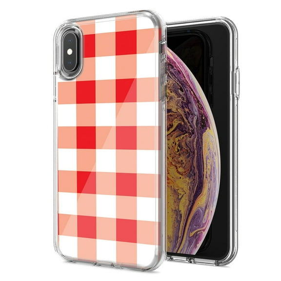 MUNDAZE For Apple Iphone Xr Red Plaid Design Double Layer Phone Case Cover