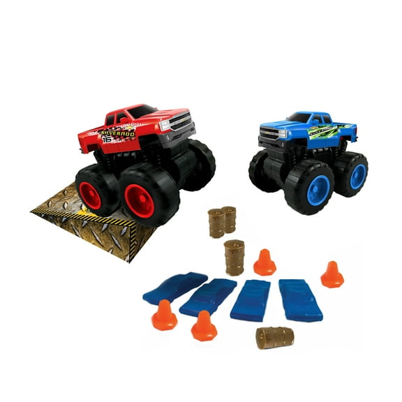 Jam'n Products - Monster Maniacs Chevrolet Silverado 1500, 18 Piece Friction Switch'Em Toy Vehicle Gift Set