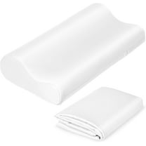 Satin Pillowcase for Contour Memory Foam Pillows, 24" x 14" x 5.1"/3.5" Cervical Pillow Case, Soft Pillow Cover for Sleeping Pillows (White)