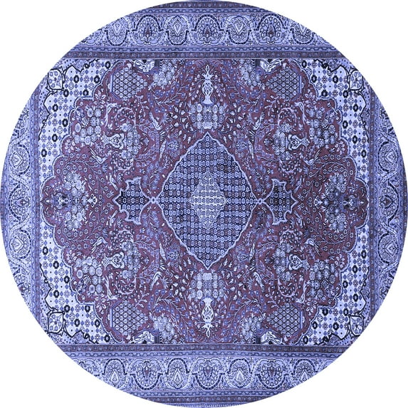 Ahgly Company Indoor Round Medallion Blue Traditional Area Rugs, 8' Round