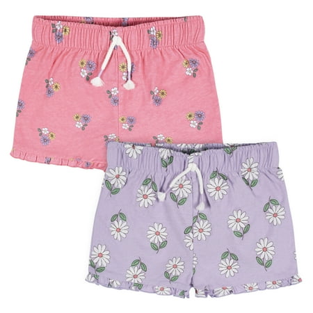 Gerber Baby and Toddler Girl Pull-On Shorts, 2 Pack, Sizes 12 Months - 5T