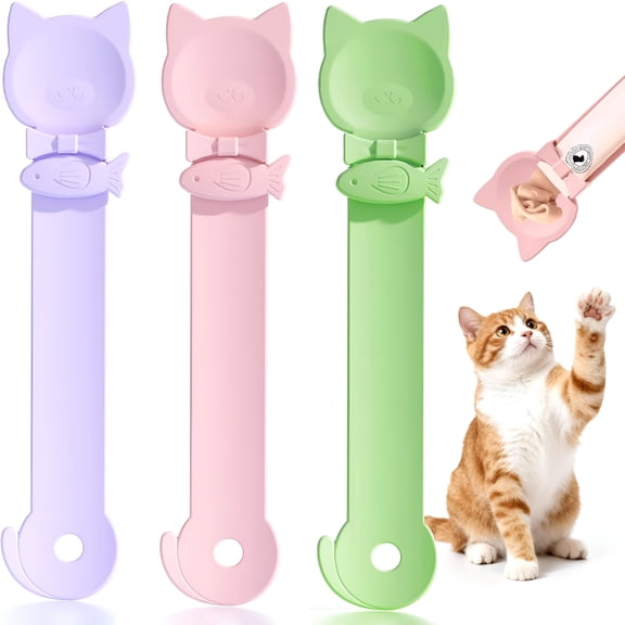 ACDANC 3 Pcs Cat Treat Spoon, Lickable Cat Treat Feeder Squeeze Tool for Wet Food and Tube Snacks, Interactive Pet Dispenser for Safe and Mess-Free Feeding