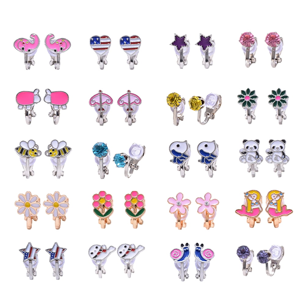 Hemoton Earrings Ear Girls Clip Clips Jewelry Earring Flower Play