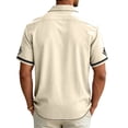 thumbnail image 3 of OIOLOYJM Western Shirts for Men Short Sleeve Embroidered Floral Cowboy Shirts Casual Work Button Down Regular Fit Blouses Beige S, 3 of 4