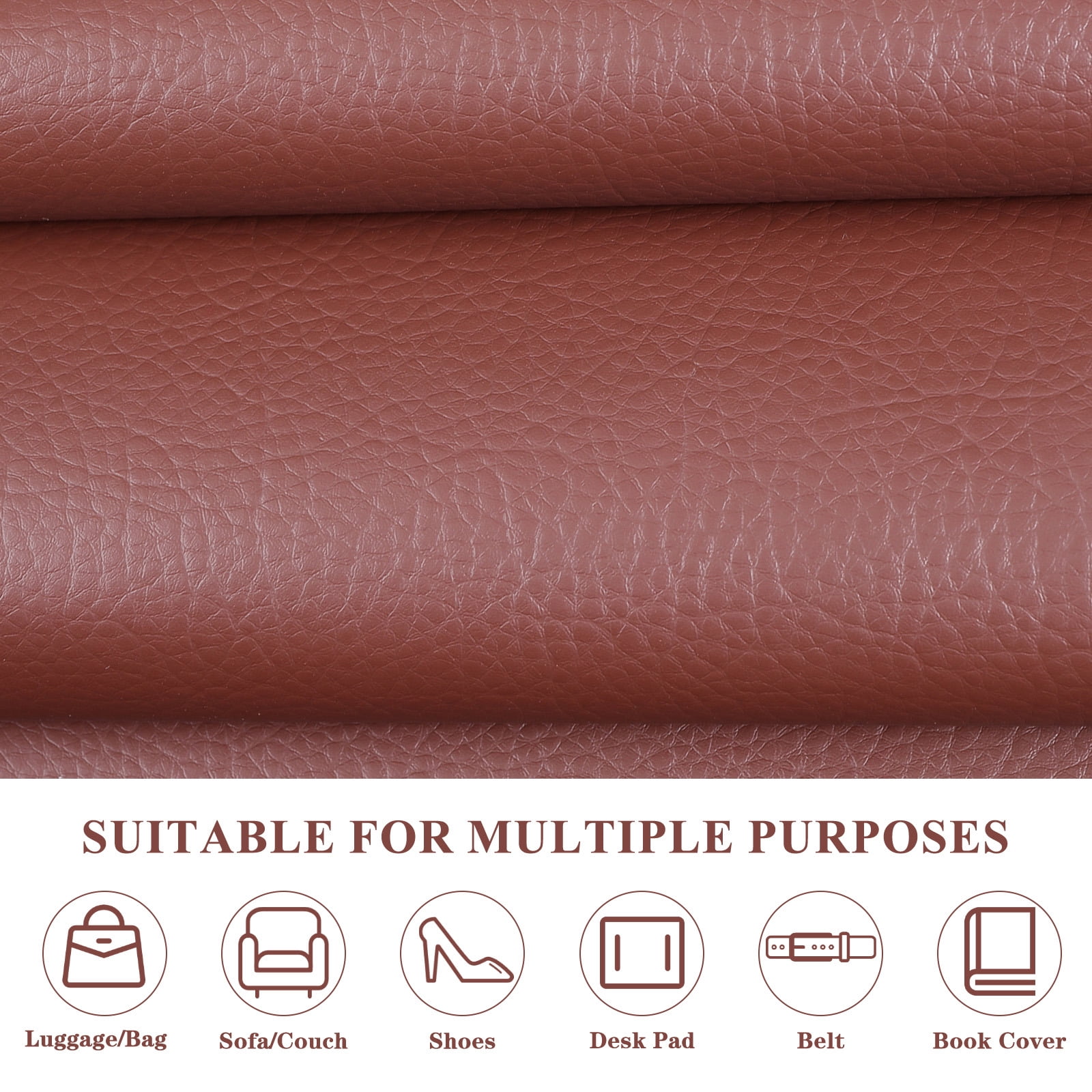 ANMINY Litchi Pattern Faux Leather Fabric, 1 Yard, 55in Wide Upholstery Leather for Headboard, Wall Decor, Sofa, Crafts, Sewing, Wallets, Handbags