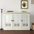thumbnail image 2 of CQSXDA Functional 45" Wide Storage Cabinet With 3 Mirrored Acrylic Doors Adjustable Shelves For Living Room Dining Room Kitchen, White Oak, 2 of 17