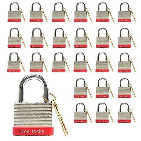 Lion Locks 24 Keyed-Alike Padlocks w/ 1.25? Shackle, 48 Keys, Hardened ...