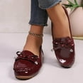thumbnail image 5 of Miluxas Women's Leather Loafers Low Chunky Heel Slip on Pumps Round Toe Casual Shoes Wine 9.5(43), 5 of 9