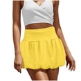 thumbnail image 3 of AGWOLF Bubble Mini Skirts for Women High Waisted Puffy Hem Skirt Cute A-Line Short Skirt Casual Y2K Summer Skirt Yellow S, 3 of 6