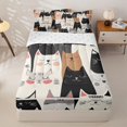 thumbnail image 2 of Manfei Cute Cat Zipper Queen Comforter Set with Fitted Sheet and 2 Pillowcases, Cartoon Stripes Kitten Zipper Bedding Set, Neutral, Reversible, 4-Piece, 2 of 7