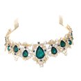 thumbnail image 3 of Wedding Crown 1pc Crystal Rhinestones Crown with Comb Elegant Large Crown for Party Wedding Cosplay (Green), 3 of 6