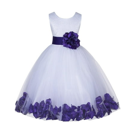 

Ekidsbridal Lace Top Floral Petals White Flower Girl Dress Tulle Weddings Summer Easter Dress Special Occasions Pageant Toddler Girl s Clothing Holiday Bridal Baptism Size S M 2 4 6 8 10 12 165T