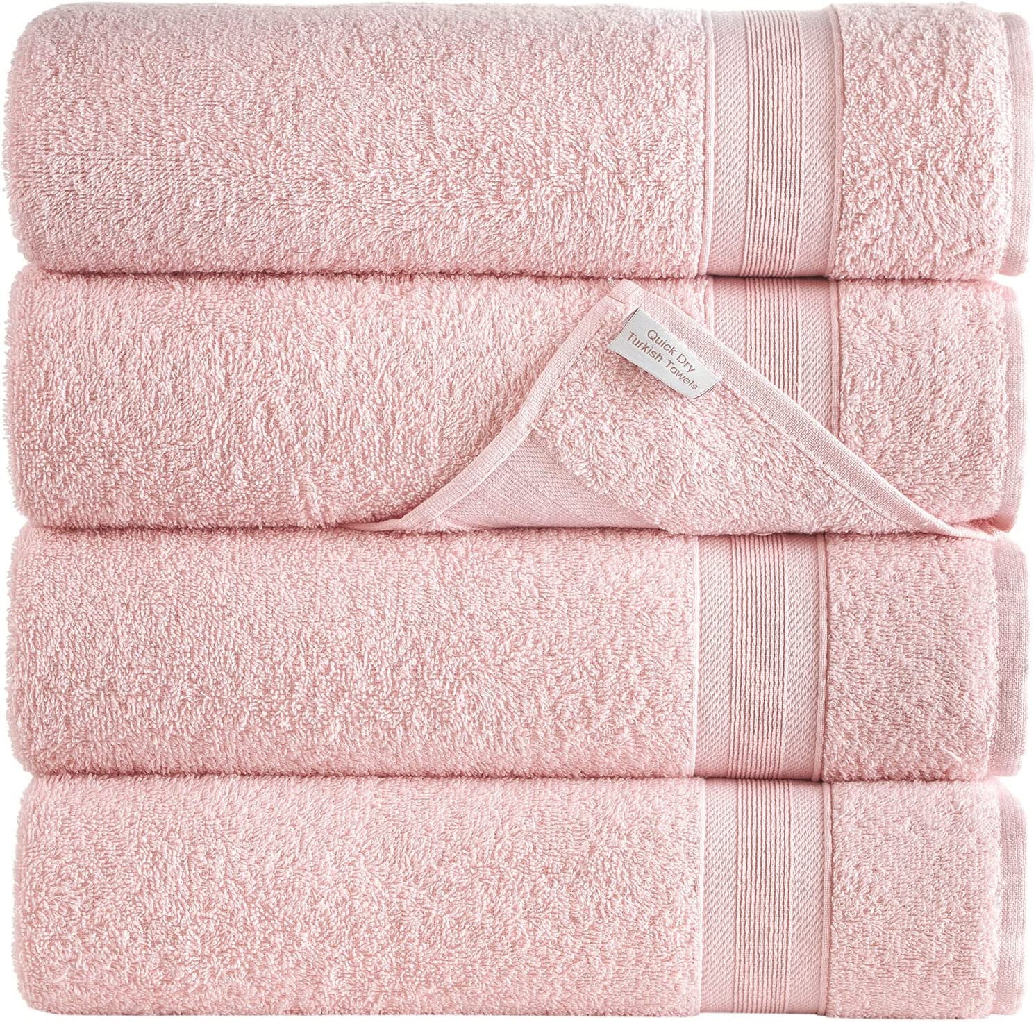 Pink Bath Towels 27" x 54" QuickDry High Absorbent 100 Turkish Cotton