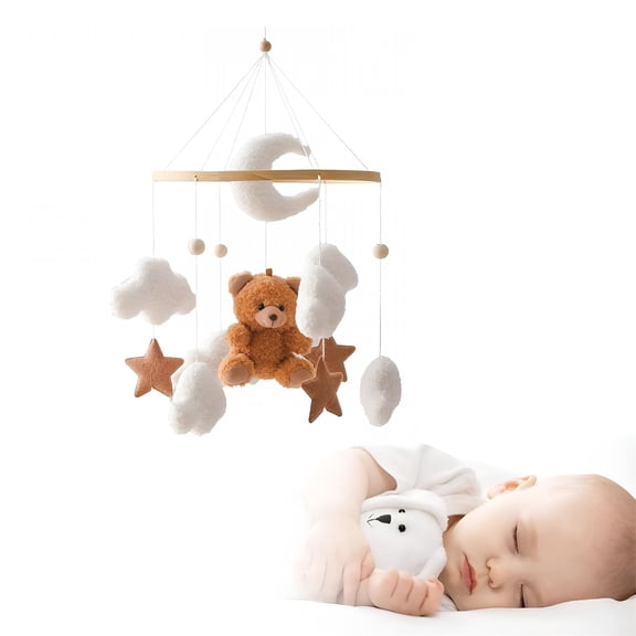 BESTSKY Delightful Crib Mobile Hanger with Plush Teddy Bear – Encourages Hand-Eye Coordination for Baby’S Joyful Nursery