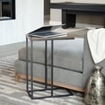 thumbnail image 3 of Household Essentials Jamestown C-Shaped for Accessiblity Side End Table Mid Century Walnut Wood Grain and Black Metal, 3 of 11
