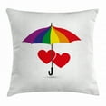 thumbnail image 1 of Pride Decorations Throw Pillow Cushion Cover, Cute Heart Signs Over Rainbow Umbrella Romantic LGBT Love Valentine's Day, Decorative Square Accent Pillow Case, 18 X 18 Inches, Multicolor, by Ambesonne, 1 of 2