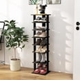 thumbnail image 4 of Zapatero vertical de 8 niveles, organizador de zapatos alto y estrecho, zapatero que ahorra espacio con estante extraíble para sala de estar, dormitorio, entrada, dormitorio, apartamento (negro), 4 of 4