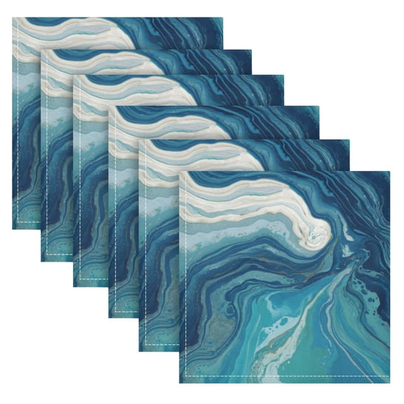 Cloth Napkins Set of6 100% Satin Peachskin Velvet 20x20inx6 Napkins Cloth napkins are washable Soft and Absorbent Dark Blue Swirling