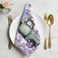 thumbnail image 2 of Purple Flowers Cloth Napkins, Weeping Spring Floral Truck Butterfly Wooden Washable and Reusable Dinner Napkins Set of 6, Table Napkin for Kitchen Party Birthday Wedding Hotel Housewarming 20"x20", 2 of 9