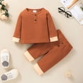 thumbnail image 4 of Vedolay Girls Winter Outfits Girl's 2 Piece Outfits Graphic Long Sleeve T Shirt and Striped Belted Pants Set,Brown 6-9 Months, 4 of 4