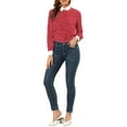 thumbnail image 2 of INSPIRE CHIC Women's Dots Printed Point Collar Button Down Shirt Blouse Red M, 2 of 6