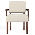 thumbnail image 5 of FAGAGA Accent Chair Set of 2 with Table, Mid Century Modern PU Leather Chair for Living Room, Oversized Chair for Reading Room, Reception Room, Bedroom | Beige, 5 of 8