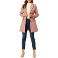thumbnail image 3 of Unique Bargains Women's Notched Lapel Single Breasted Outwear Long Coat XL Dusty Pink, 3 of 7