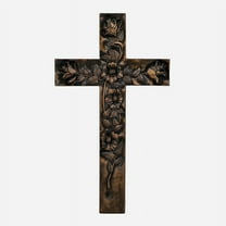 Rustic Wooden Rose Cross on Wall Vintage Room Living Room Decor Catholic Mother Art Decor Gift