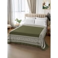 thumbnail image 2 of Olive Green Greek Key California King Size Flat Sheet, Wrinkleproof & Fadeproof Cooling Flat Bed Sheet Only, Geometric Greece Ancient Farmhouse Geo Breathable Soft Bedding Top Sheets 108 x 98 Inches, 2 of 8