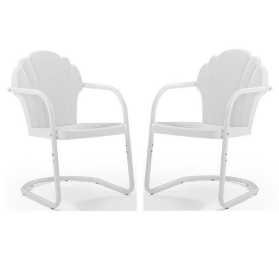 Home square 2 Piece Tulip UV-resistant Metal Patio Chair Set in White