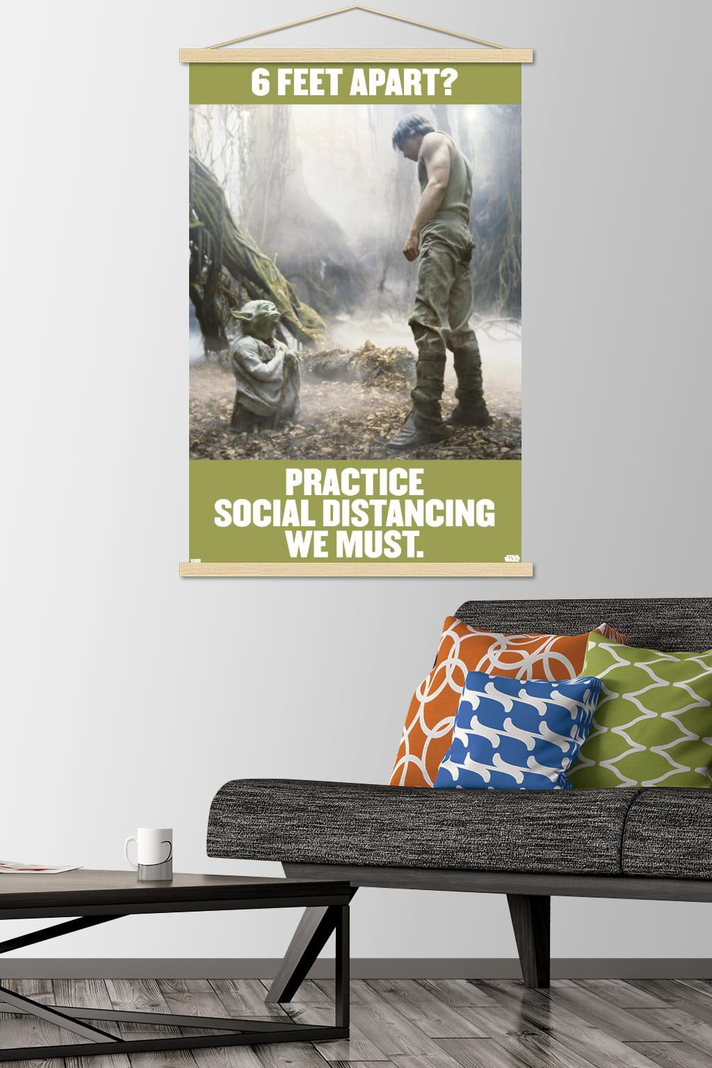 Star Wars: Saga - Luke and Yoda Social Distancing Wall Poster with Wooden Magnetic Frame, 22.375" x 34"