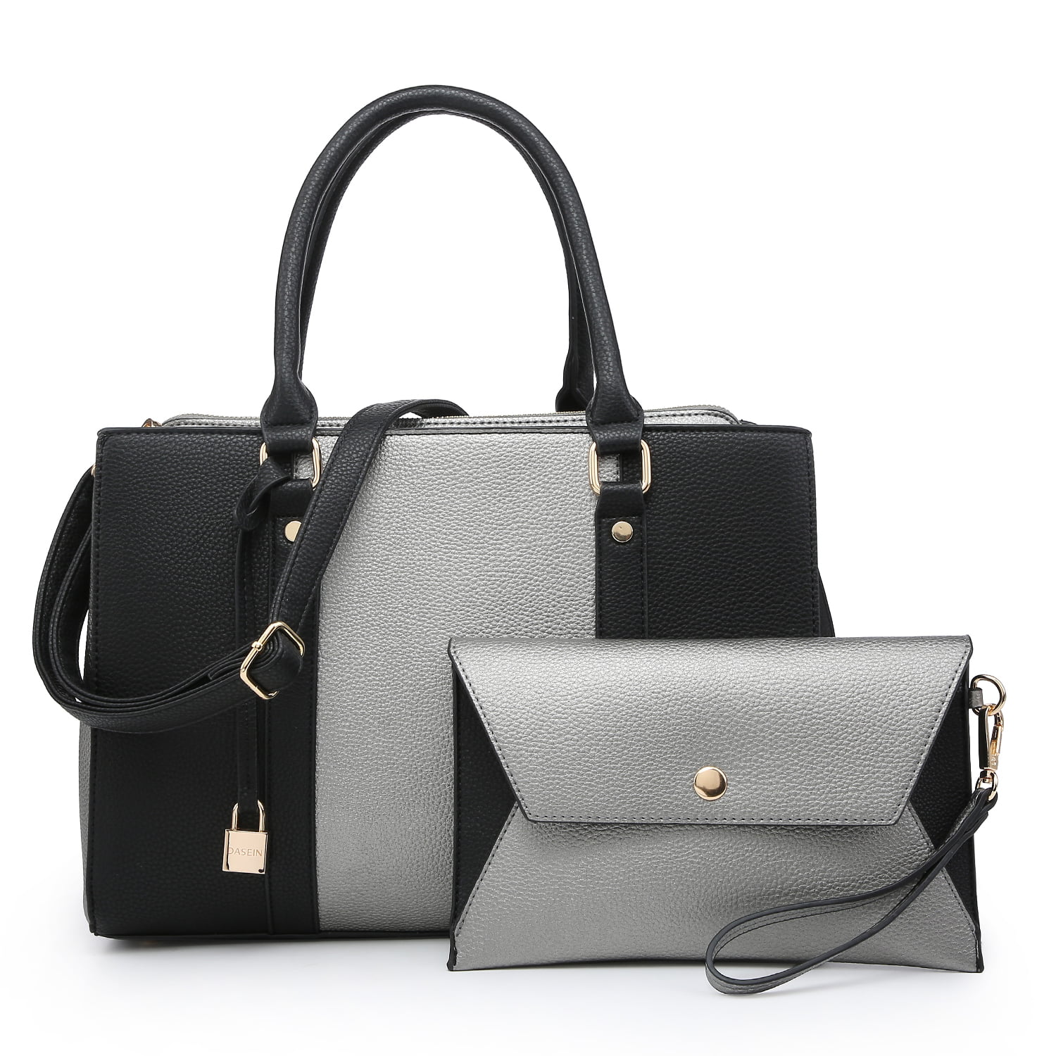 Dasein Women Fashion Two Tone Medium Handbags Top Handle Satchel Purse ...