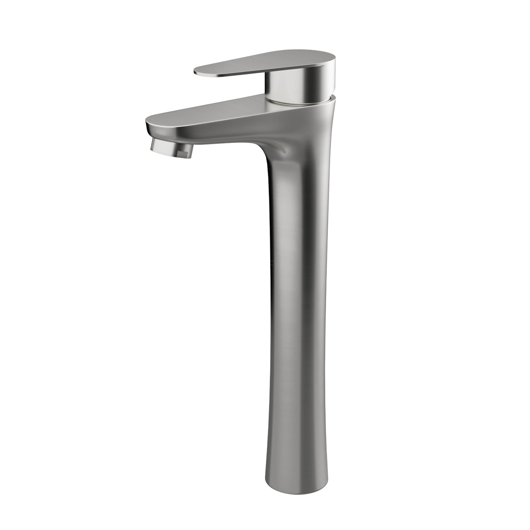 JERFIT Tall Modern Single Handle Vessel Bathroom Sink Faucet, Brushed Nickel Finish, 1-Hole Vanity Faucet with High Arc Spout