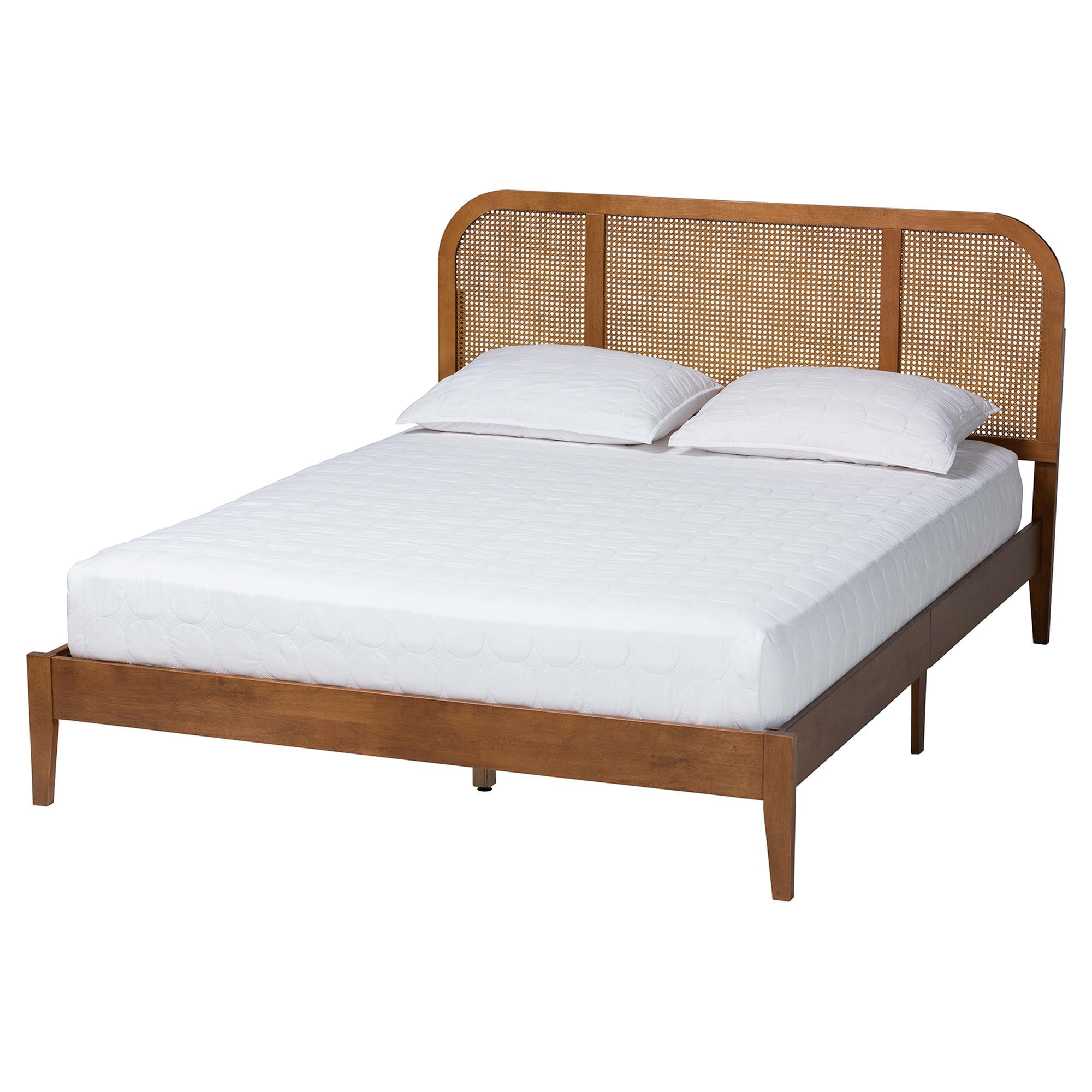 Baxton Studio Fleur Mid-Century Platform Bed, Queen, Walnut Brown