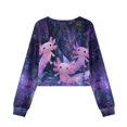 thumbnail image 5 of COEQINE Girls Loose Fit Crop Top, Long Sleeve Comfort Sweatshirt, Fall Winter Clothes Crewneck Pullover for School Tween Age 9-10, Axolotl Violet, 5 of 7